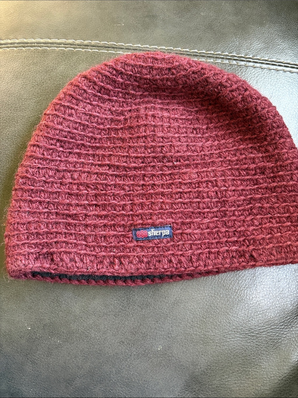 Sherpa Knit Beanie - Maroon hundred percent lambswool
